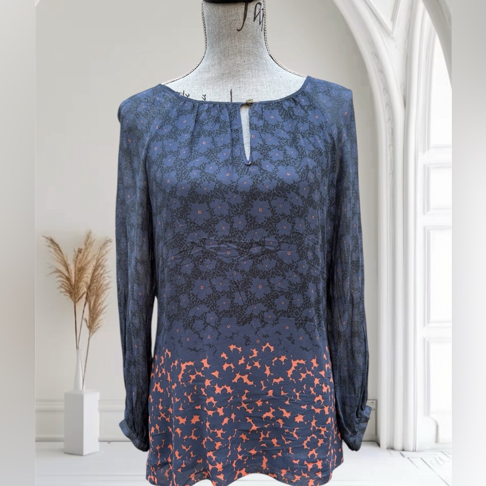 Tory Burch Silk Long Sleeved Shirt Blouse Top Summer Spring